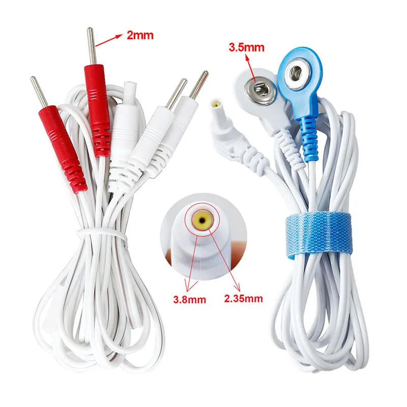 

Electrode Wire Snap 3.5mm 2 Way Connection Electrode Pad Cable for TENS EMS Muscle Stimulator Massager Plug 2mm 4 Way Wires