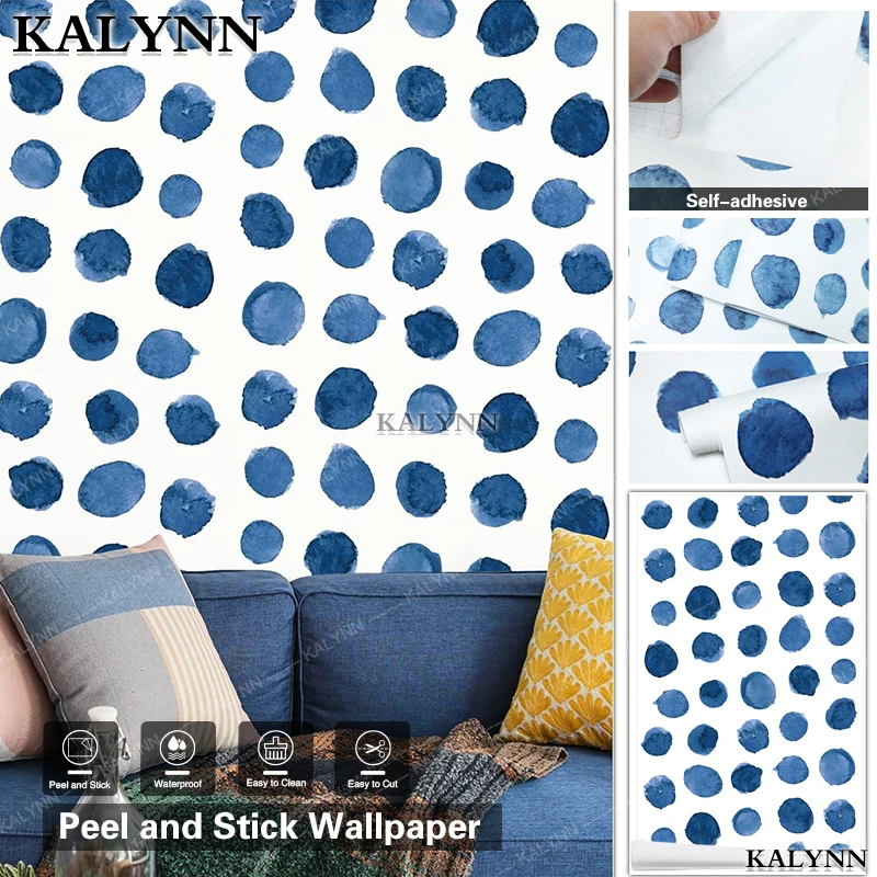 

Peel and Stick Wallpaper Watercolor Brush Strokes Dots Contact Paper Vinyl Self-Adhesive Wall Paper Diy Decorative Sticker