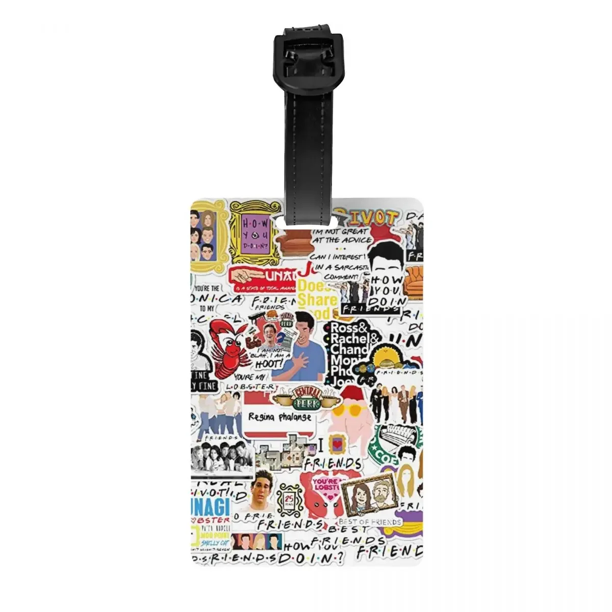 Vintage Friends Poster Collage Luggage Tag TV Show Suitcase Baggage Privacy Cover ID Label