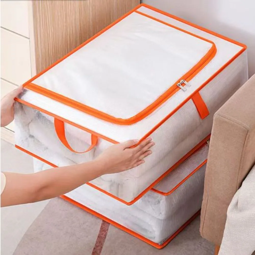 

Foldable Clothing Storage Bag Transparent Waterproof Quilt Storage Bag Dustproof Large Capacity Closet Storage Box
