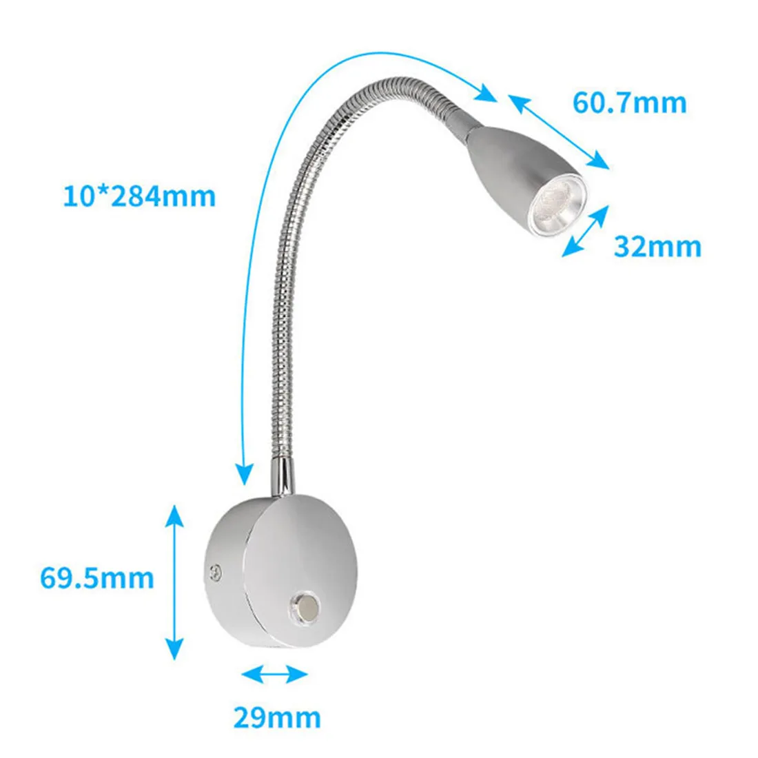 DC12V 24V RV Dimmable Reading Lamp with Type C USB Charger,Touch Switch 2 USB Charging Ports LED Light for Boat Camper Van Trail