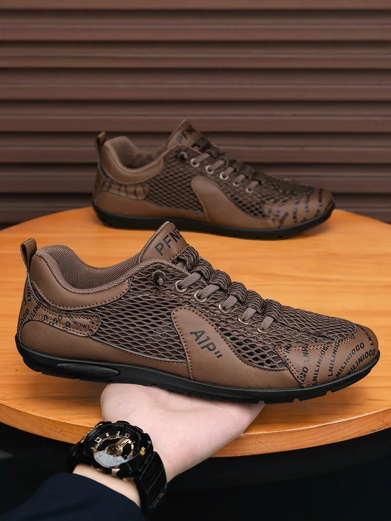 

Men's Casual Sports Shoes Breathable Mesh Soft Bottom Anti-slip Wear-resistant Slip-on Driving Work Shoes Outdoor Leisure