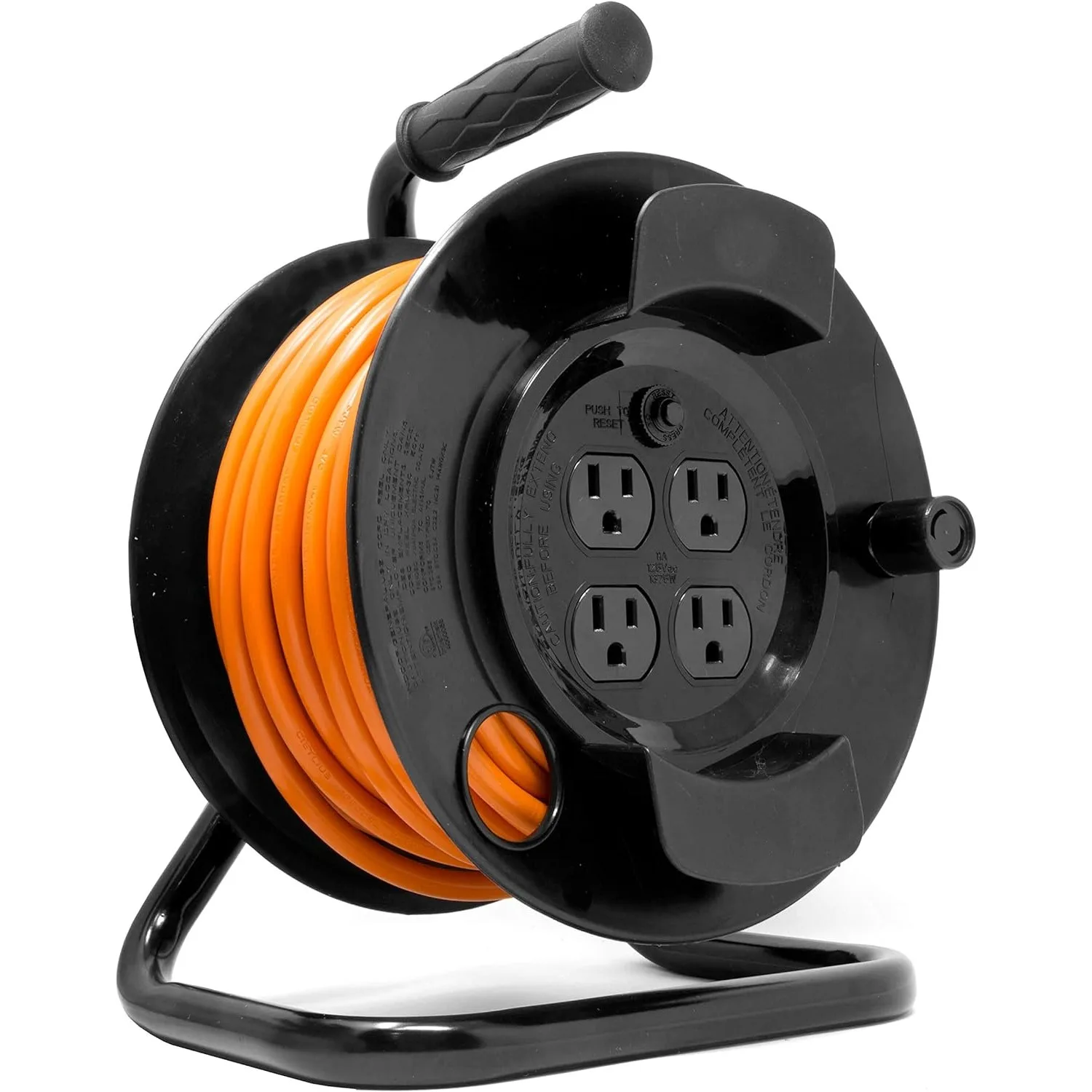 

NEW PC5043R 50 ft. 14-Gauge Heavy-Duty SJTW Outdoor 14/3 Extension Cord Reel with NEMA 5-15R Light-Up Power Outlet,Black