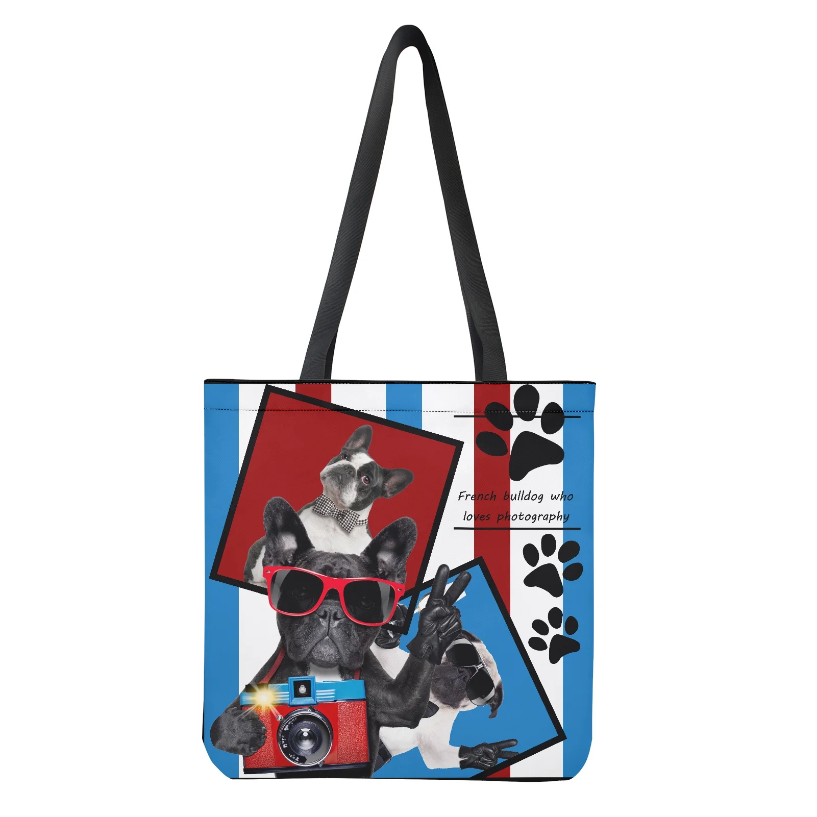 Dames Handtassen Canvas Draagtas Leuke Bulldogs 3D Print Winkelen Reizen Vrouwen Eco Herbruikbare Schouder Shopper Tassen Bolsas De Tela