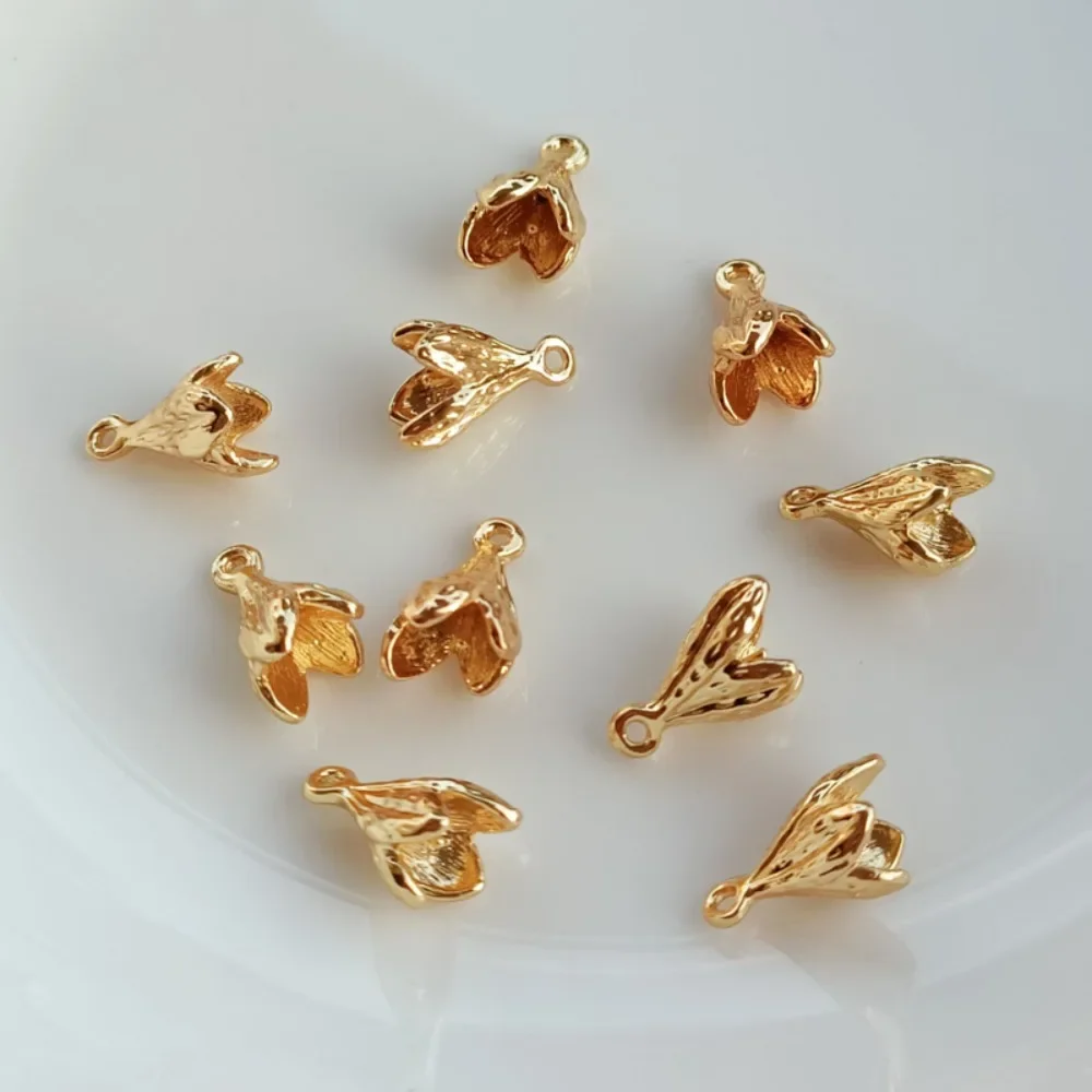 

Accessories 14K Gold-plated Flower Bud Pendant, 12*7mm Flower Hat Bracelet, Necklace Pendant, DIY Handmade Jewelry Accessories