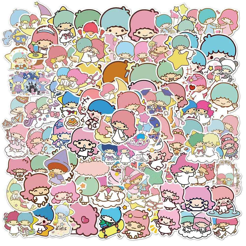 10/30/50/100 süße kleine Zwillingssterne Sanrio Aufkleber Kawaii Cartoon Kinder Aufkleber DIY Wasserflasche Telefon Notebook lustige Aufkleber Spielzeug