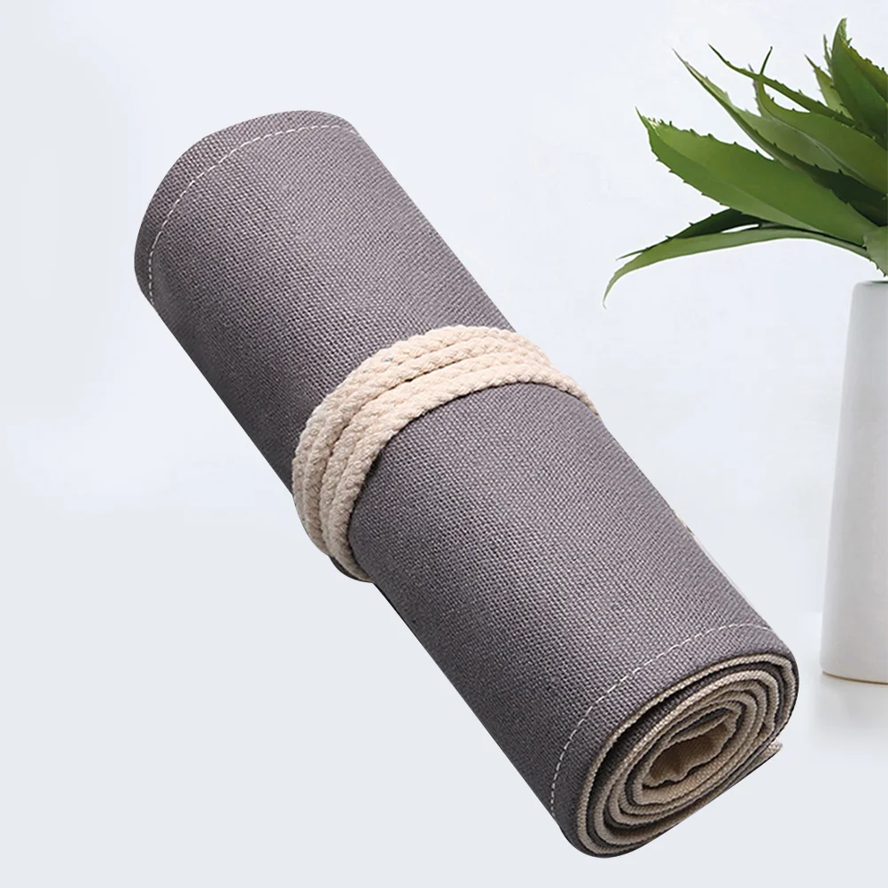 

1Pcs Heavy Duty Canvas Pencil Roll Organizer 36 Slot Portable Pen Case for Drawing Writing Tools Compact Design Grey