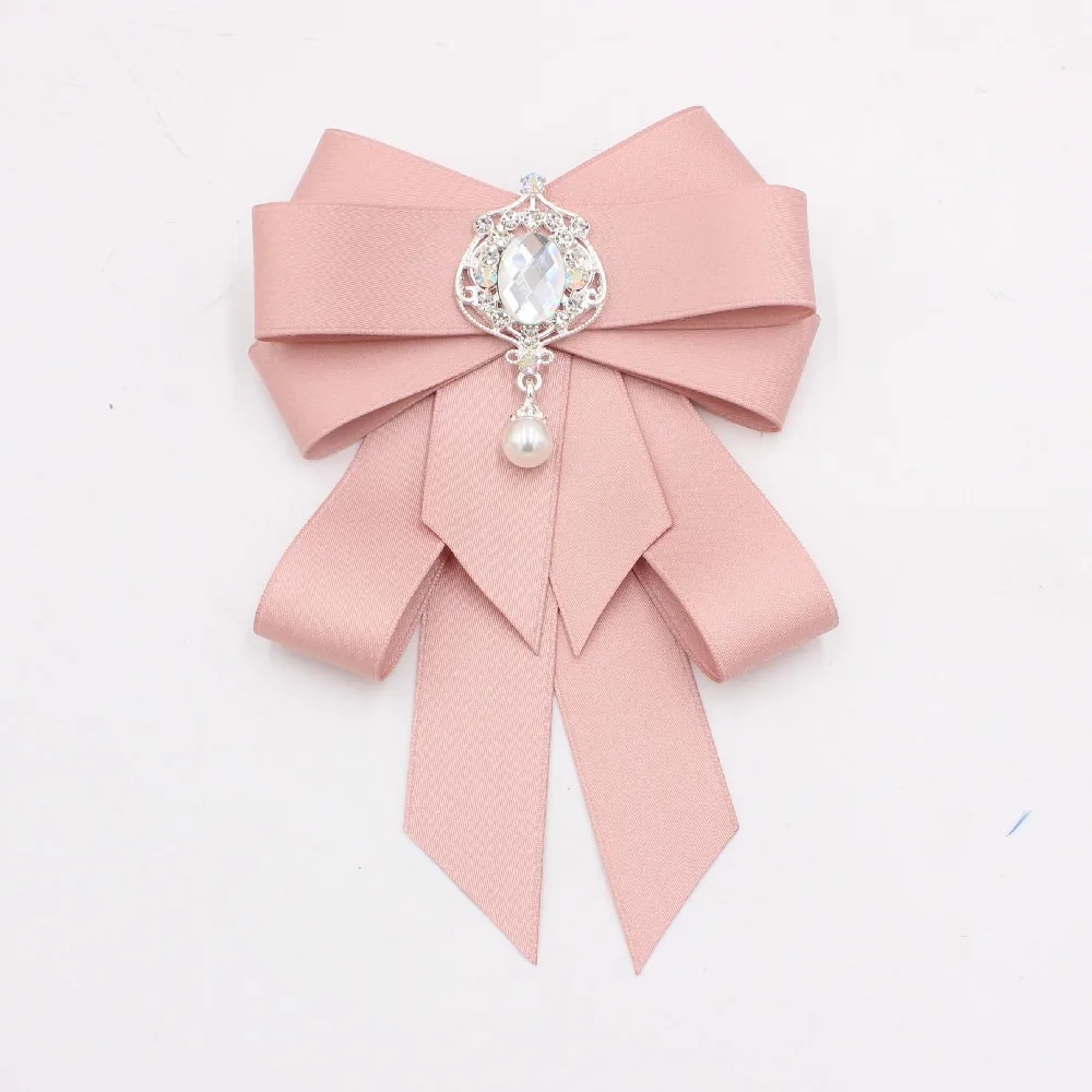 Nœud papillon en ruban de mode avec strass en cristal, broche en tissu artisanal, cravate en tissu pour hommes et femmes