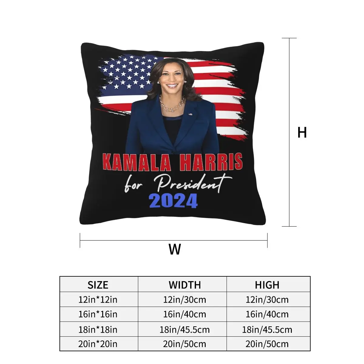 Kamala Harris For President 2024 Square Pillowcase Cushion Cover Pillow Case Throw Pillow Cover for Home Sofa Living Room