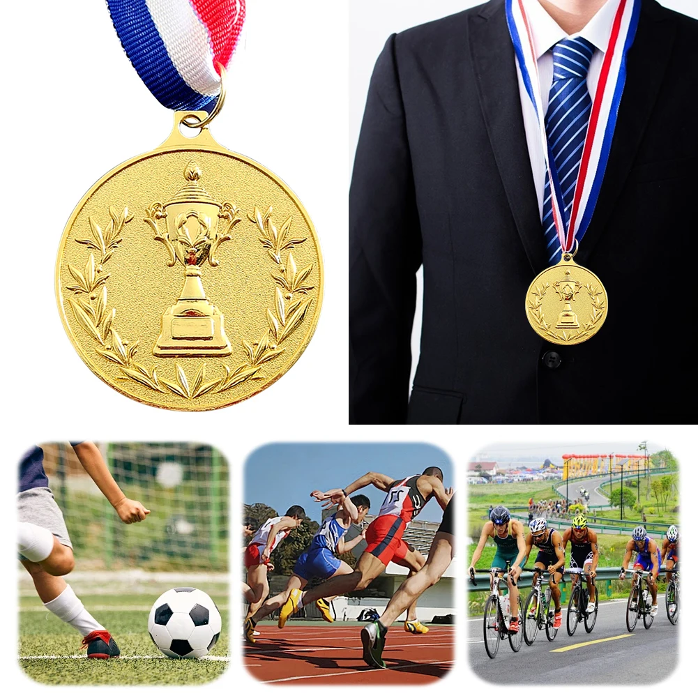 5.2cm Gold/Silver/Bronze Medal Award Medals with Neck Ribbon Sports Rewards Metal Winner Medals for Competitions Party Race - view 2