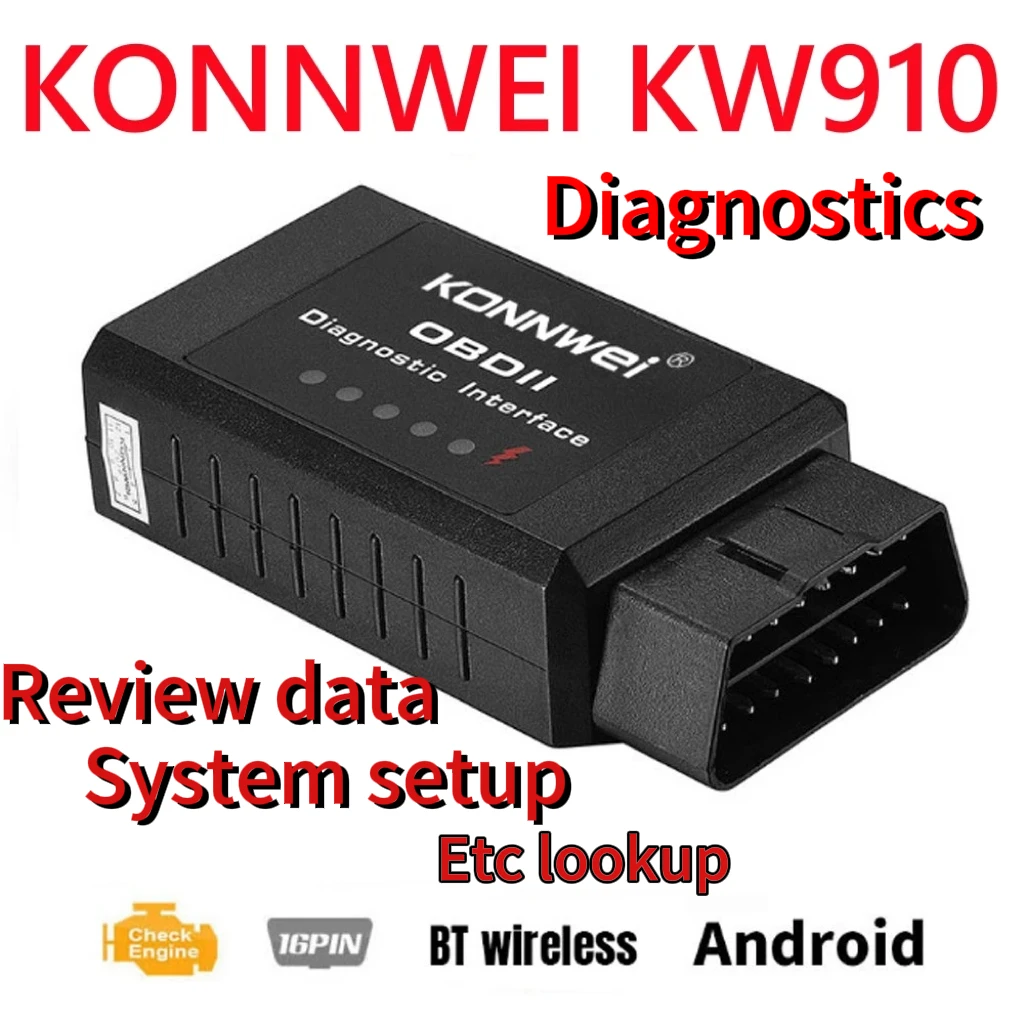 A+KONNWEI KW910 ELM327 BT Wireless Bluetooth  OBD2 V1.5 Android Car Scanner Automotive OBDII Scaner ELM 327 Auto Diagnostic Tool