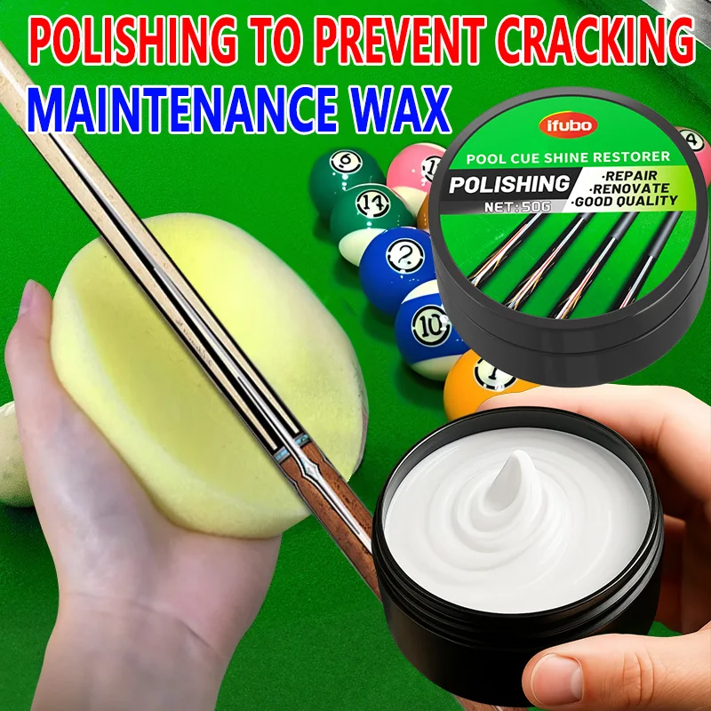 IFUBO 50G Wood Surface Polish Wax Club Shine Restorer for Pool Cue Billiard Golf Clubs Long-Lasting Luster Repair Easy to Use