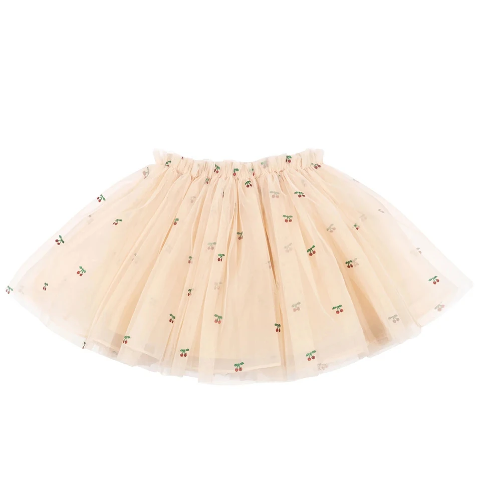 New 2026 KS Summer Girls Clothes Princess Kids Pretty Mesh Sequin Dresses Rose Cherry Mesh Flying Skirt Carnival Party Gifts