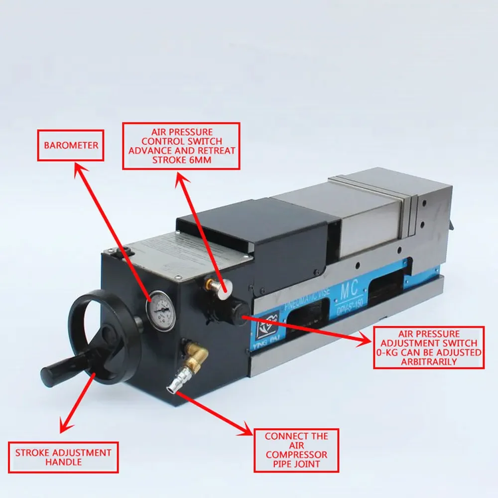 เครื่องหนีบนิวเมติก6ชิ้นในเครื่อง CNC นิวเมติกเครื่องหนีบมุมด้านขวาเครื่องหนีบความแม่นยำเครื่องมิลลิ่ง90 °
