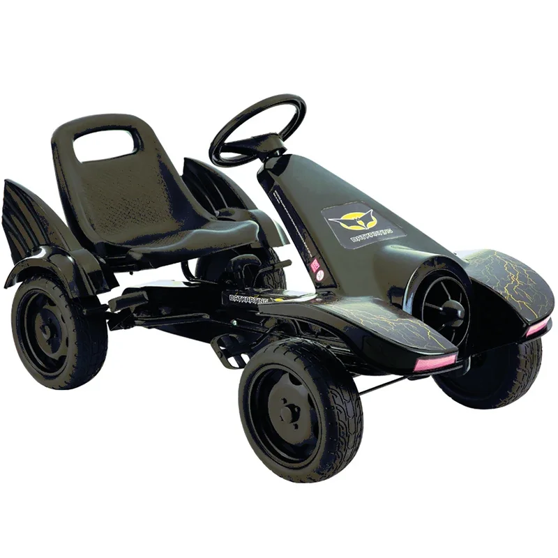 4 Inflatable Wheel Ride on Car For 3-10 Ages Kids, Pedal Powered Ride On, Classic Black Kids Go Kart with Hand Brake