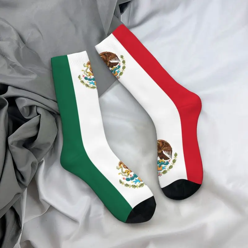 Mexico Flag Mens Crew Socks Unisex Kawaii 3D Print Mexican Proud Dress Socks