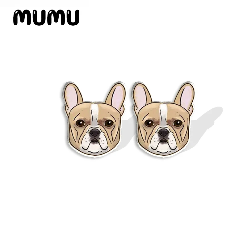 Pendientes de resina epoxi con cabeza de Bulldog para mujer, aretes acrílicos con cabeza de Bulldog blanco y negro, regalo de joyería, 2023