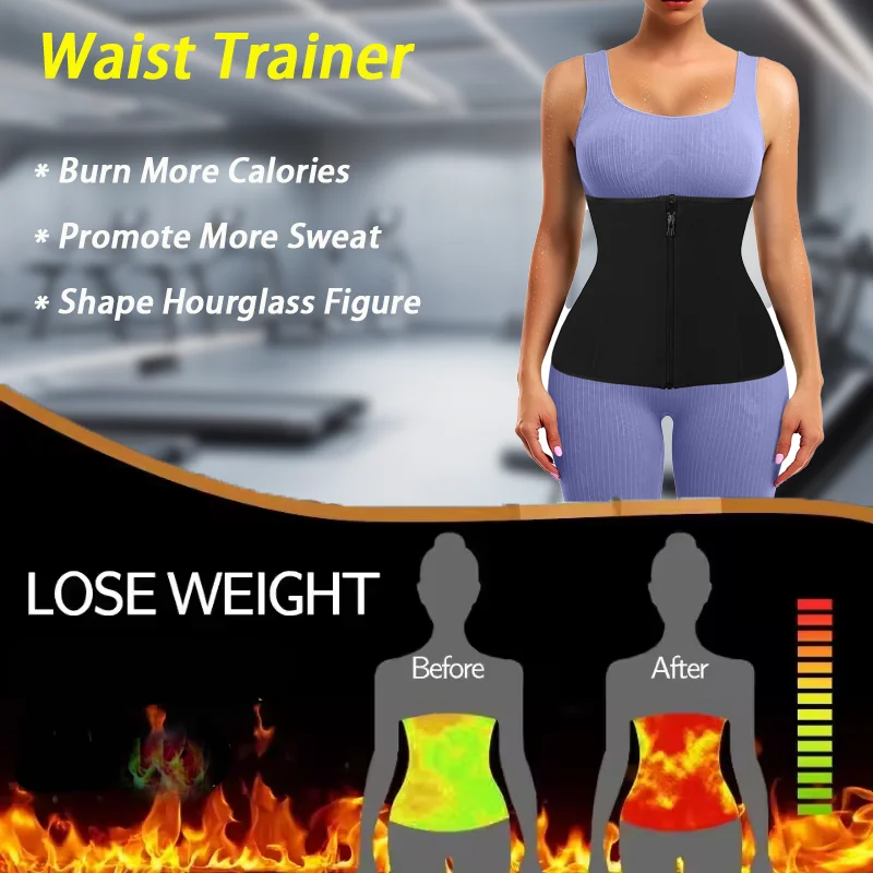 Slimbelle Women Sauna Belt Waist Trainer Tummy Control Body Shaper Sweat Band Fat Burning Belt Fat Compression Firm Hook Corset