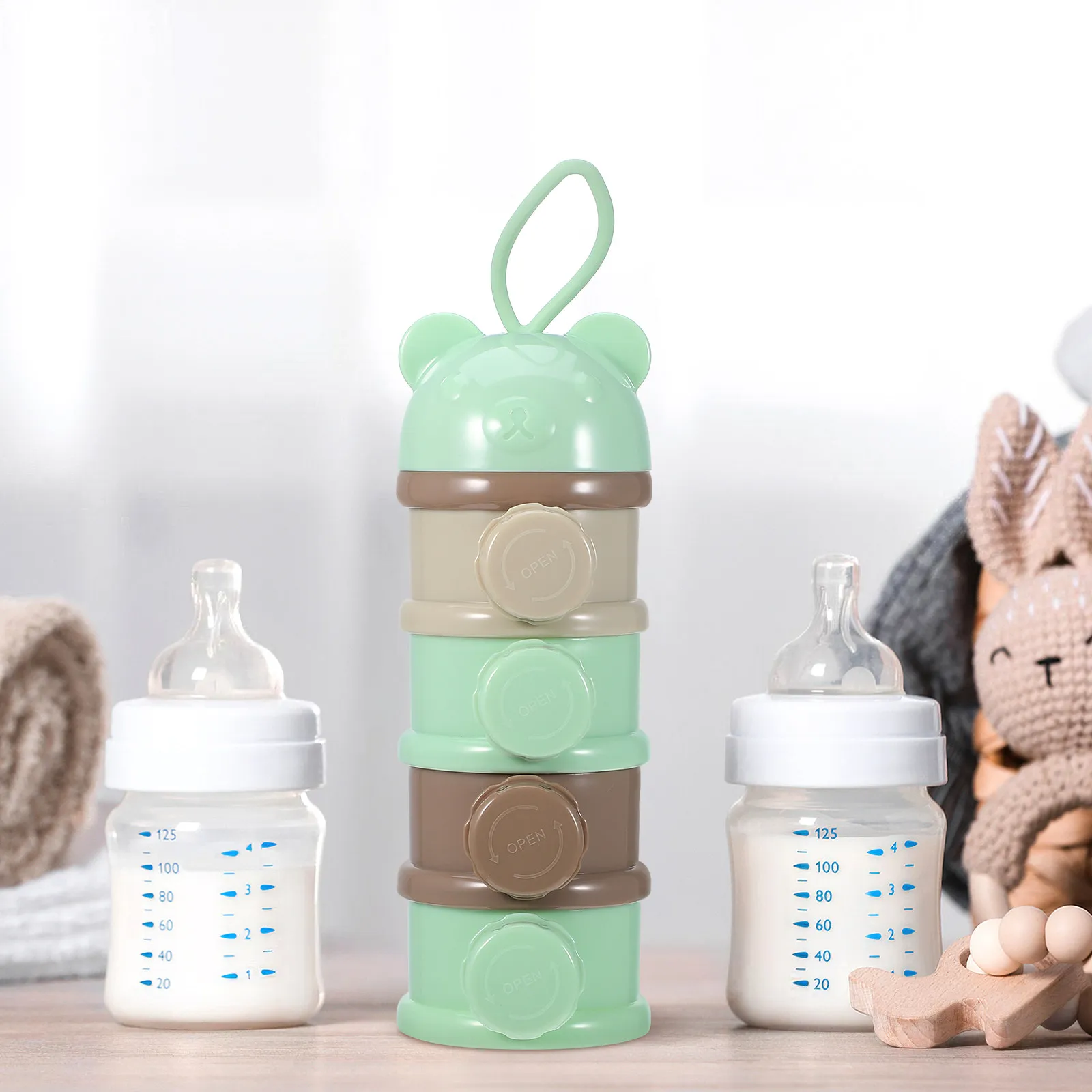 Cartoon 4 Layers Milk Powder Box Portable Large Capacity Baby Formula Storage Container Travel Snack Storage Container Infant