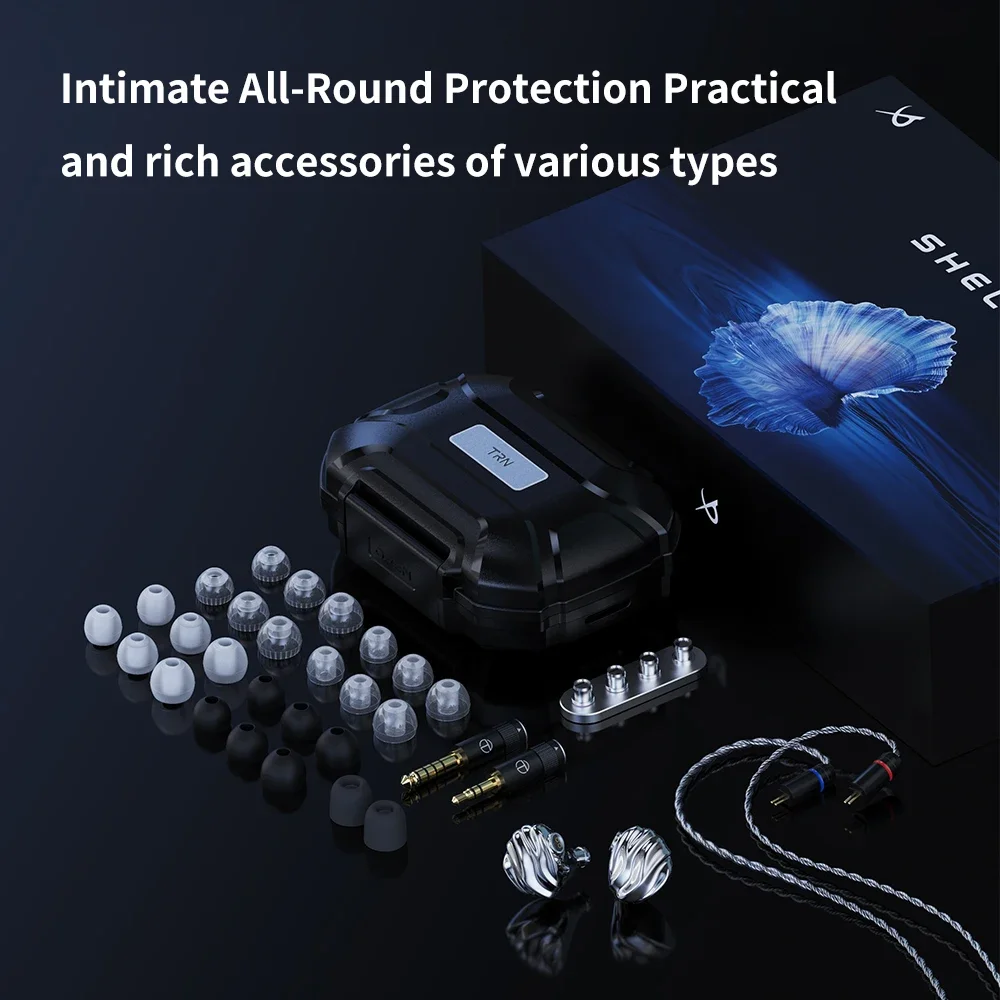 TRN SHELL Four-Unit Dynamic Driver Planar Hybrid Headphones Triple Dynamic + Planar Acoustic Architecture Headphones