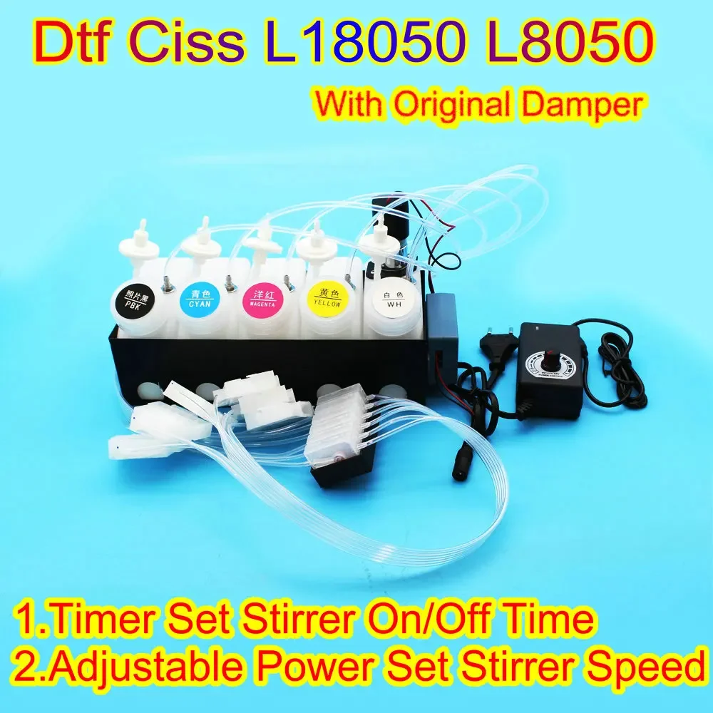 

L8050 Ciss L18050 DTF Ink Tank Mixer Timer Continuous System For Epson L8058 L18058 White Ink Tank Blender With Stirrer Timer