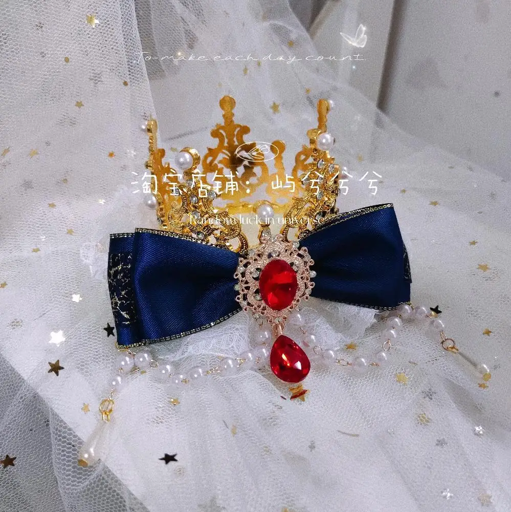 Lolita Crown Princess Headdress Ribbon Bow Women Hairpin Women Cosplay Cute Vintage Bow Hairpins Droppshing