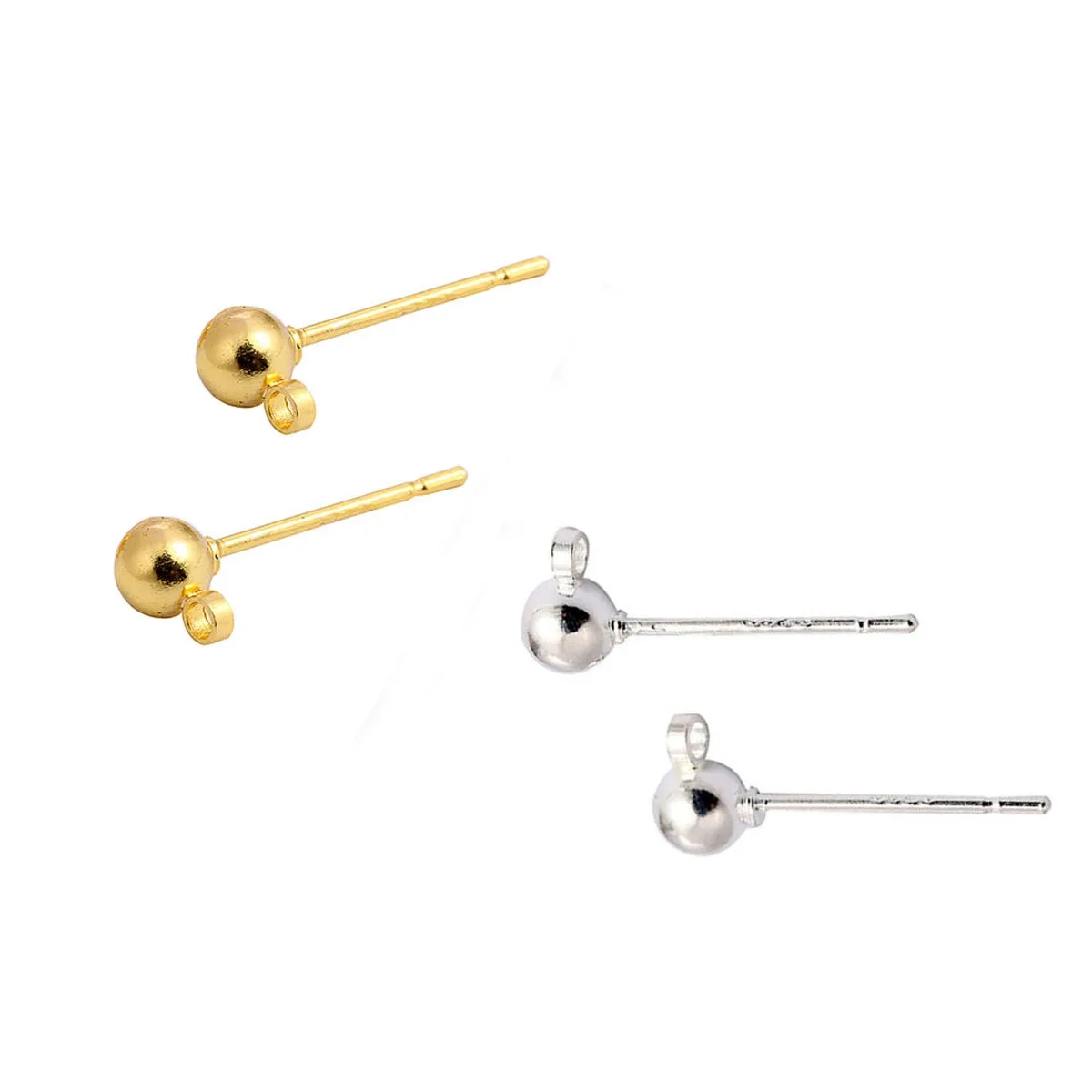Eruifa 20pcs about 4mm Stud Base Connector Linker  Holder Brass Fishhook for Earring DIY 2 colors Nickle and Lead free