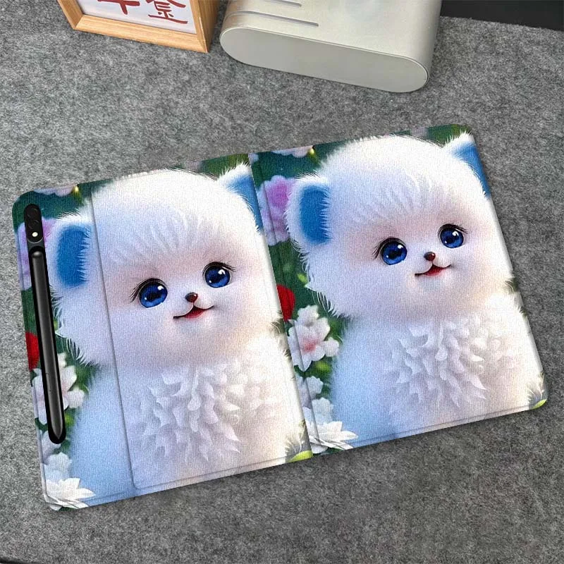 

Cute White Puppy Blue Gift For Samsung Galaxy Tab S10 S9 S8 S7 FE Lite Soft Flexible Support Tablet Case