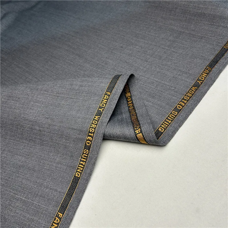 Lead Gray Heavyweight Fancy Worsted Imported Wool Fabric Premium Suit & Formal Attire Material Luxury Tailored Durable Fabric