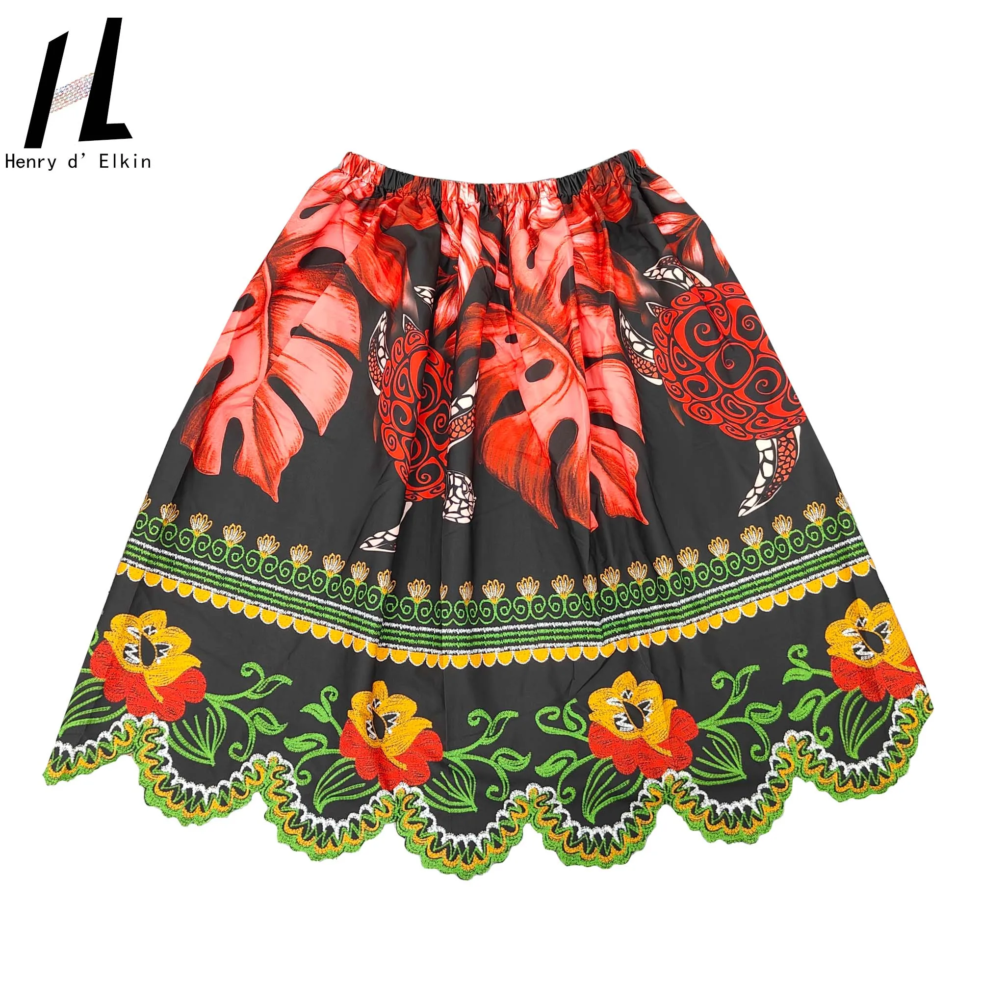 Wholesale New Arrivlal Pacific Island Festival Wear Women Tropical Print Floral Polyester Midi Skirts Dress