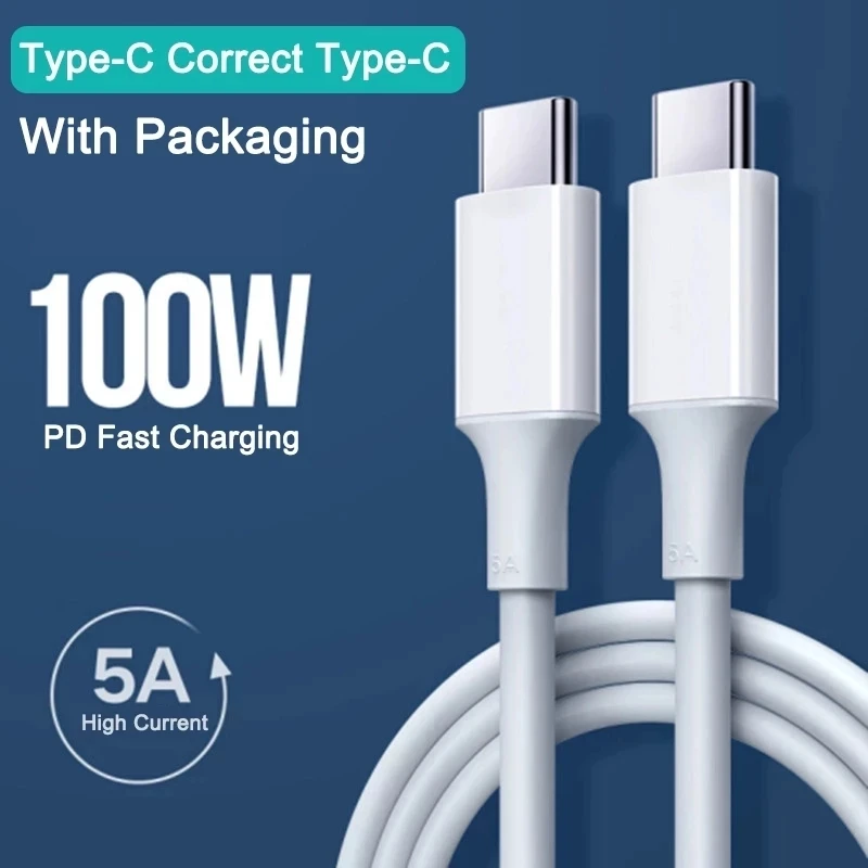 USLION PD 100W USB C to Type C Cable 5A Fast Charge Phone Data Cord For iPhone 15 Pro Max Xiaomi 13 POCO Samsung Macbook iPad 3m