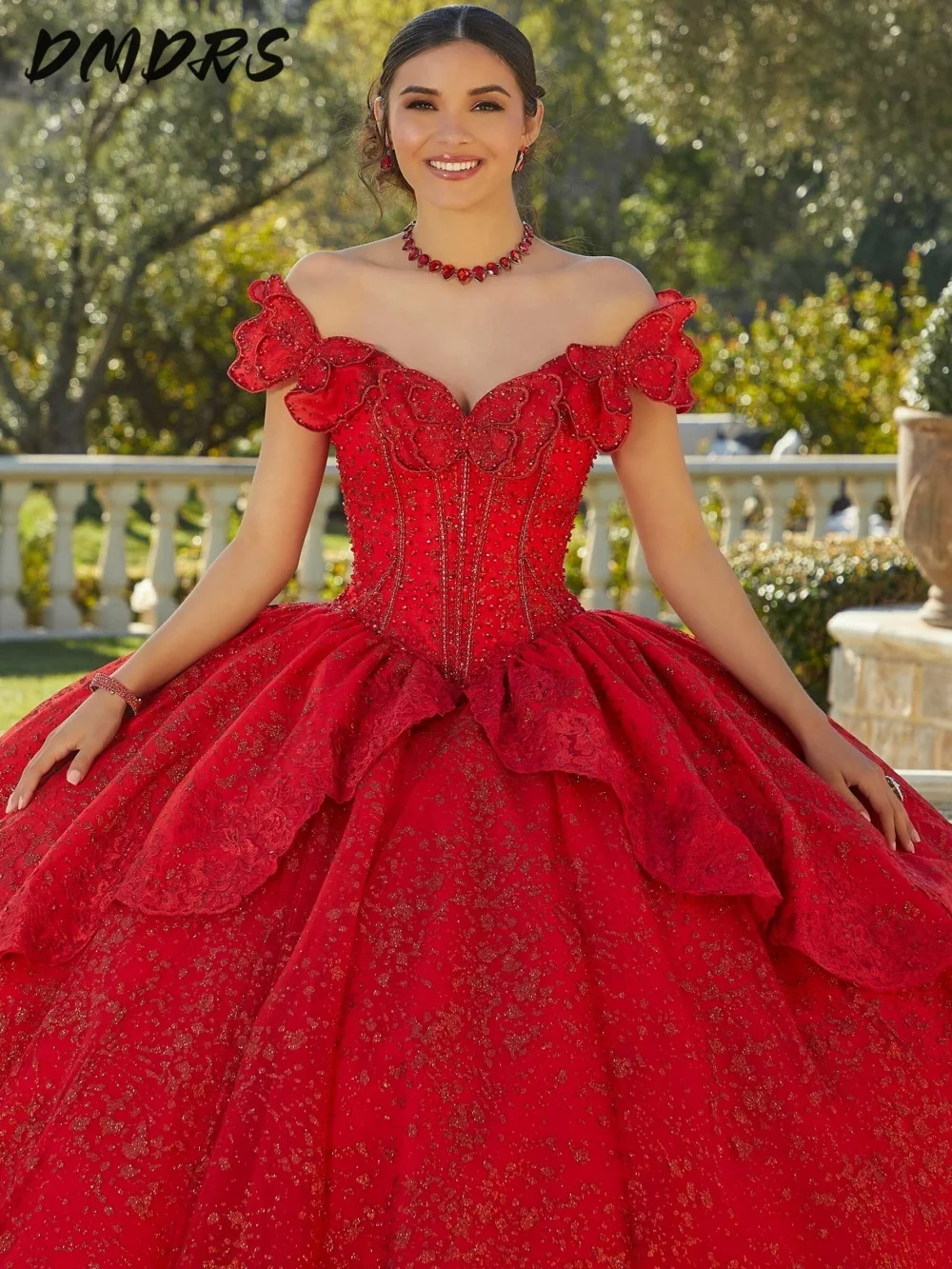 Lujoso vestido para quinceañeras con hombros descubiertos, elegante vestido de fiesta con apliques, vestido de baile sin mangas con lentejuelas brillantes, vestido de fiesta 16