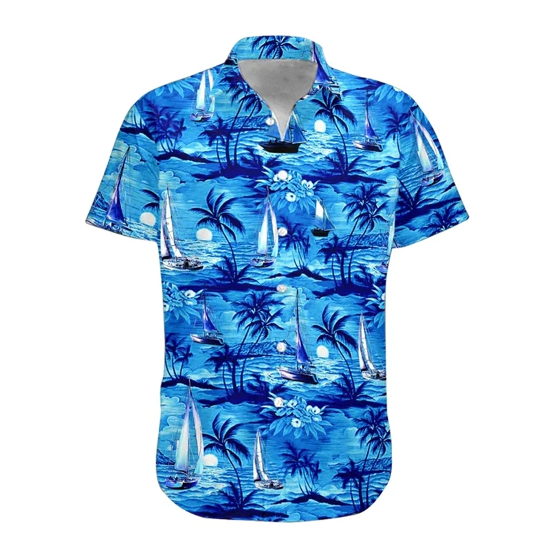 Hawaiian Men\'s Floral Casual Korean Shirt Print Short Sleeve Summer Beach Vacation Fashion Lapel Sale Cheap Mens Shirt Clothes