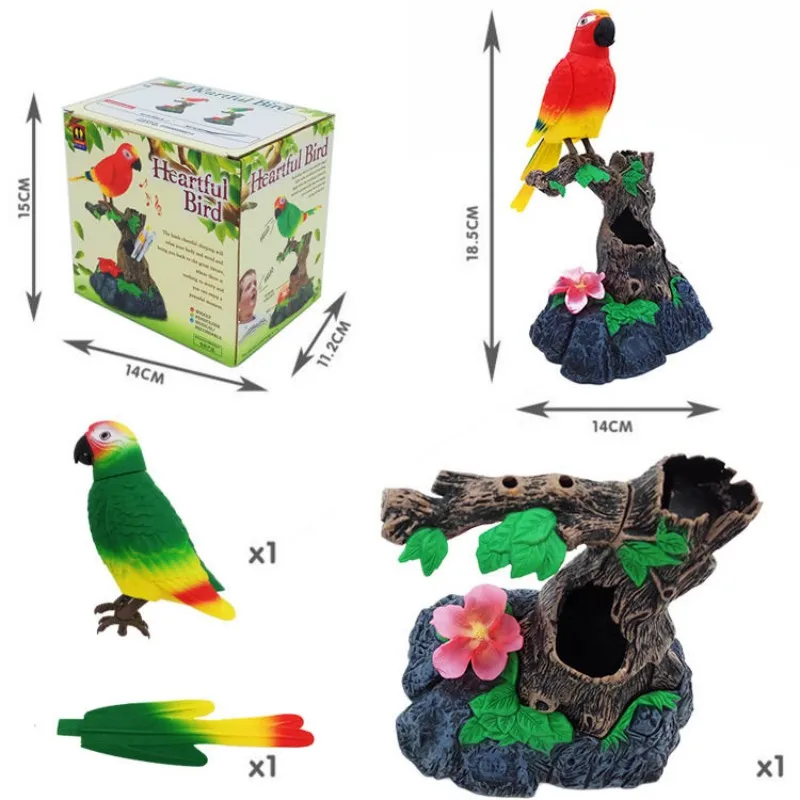 Pájaro loro parlante, soporte electrónico para bolígrafos con función de reproducción de registro, decoración del hogar, oficina, mascota, juguetes para niños, regalos de cumpleaños y Navidad