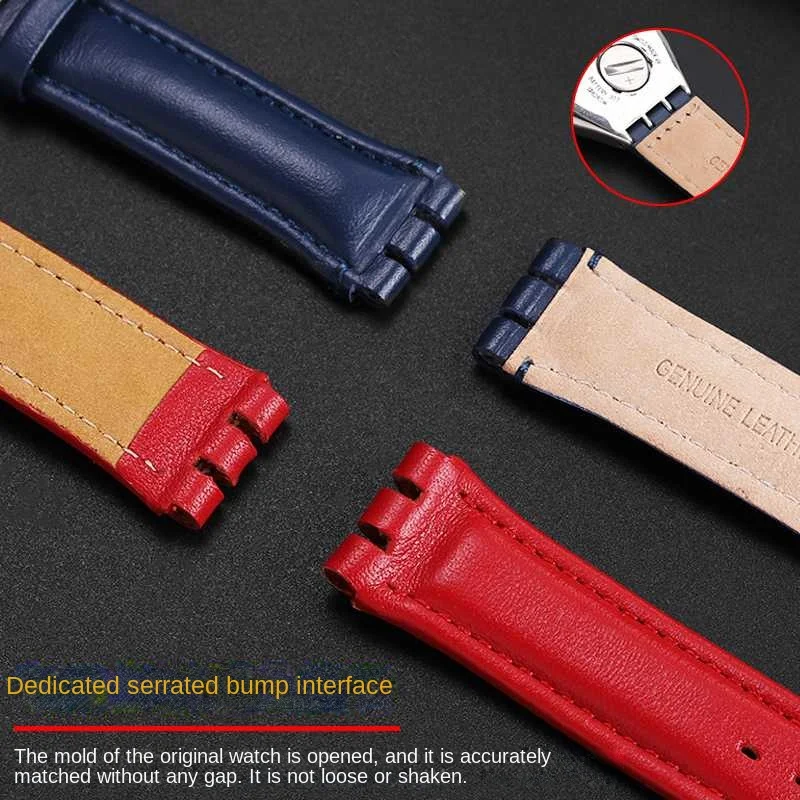 cowhide watch strap For SWATCH YCS YAS YGS IRONY Soft cowhide watchband Concave convex mouth 17mm 19mm men women bracelet band