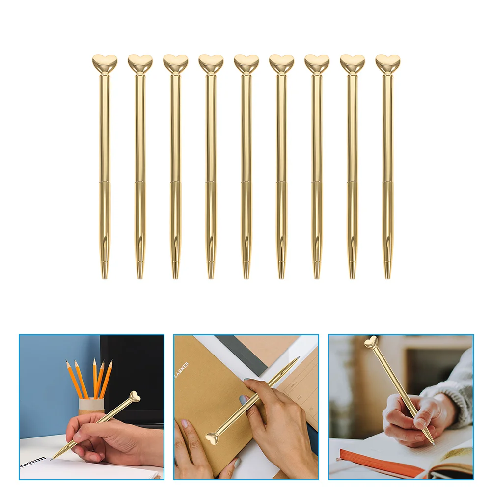 

9 шт. металлические ручки в форме сердца, декоративная ручка для письма для женщин, офисные сувениры на день Святого Валентина, оптом, выдвижная подпись