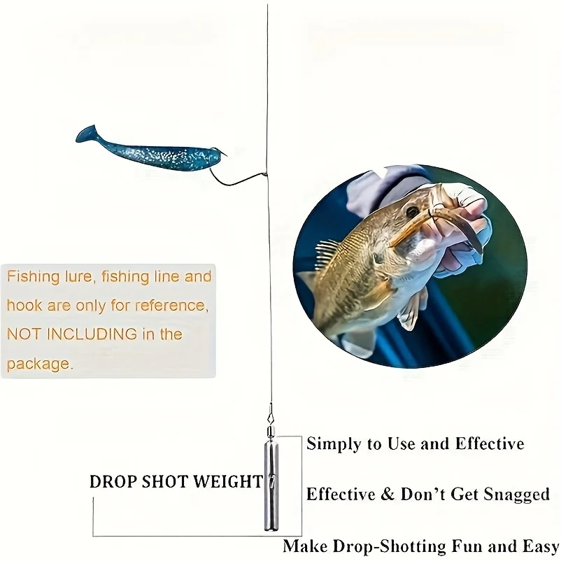 10 Stück 360 ° Rotierende Drop Shot Angel-Sinker, 3,5–20 g, zylindrisches Bleigewicht, verwirrungsfreies Design für Bass Finesse Angelgerät – Detail 4