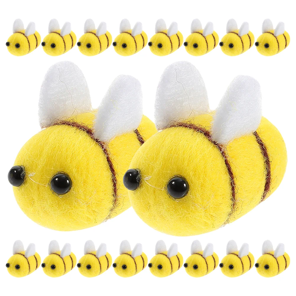 35 Pcs Wool Felt Bee Decor Animals Miniatures Toys Balls Bumble Craft Small Decorative Bees Crafts Clothes Accessories