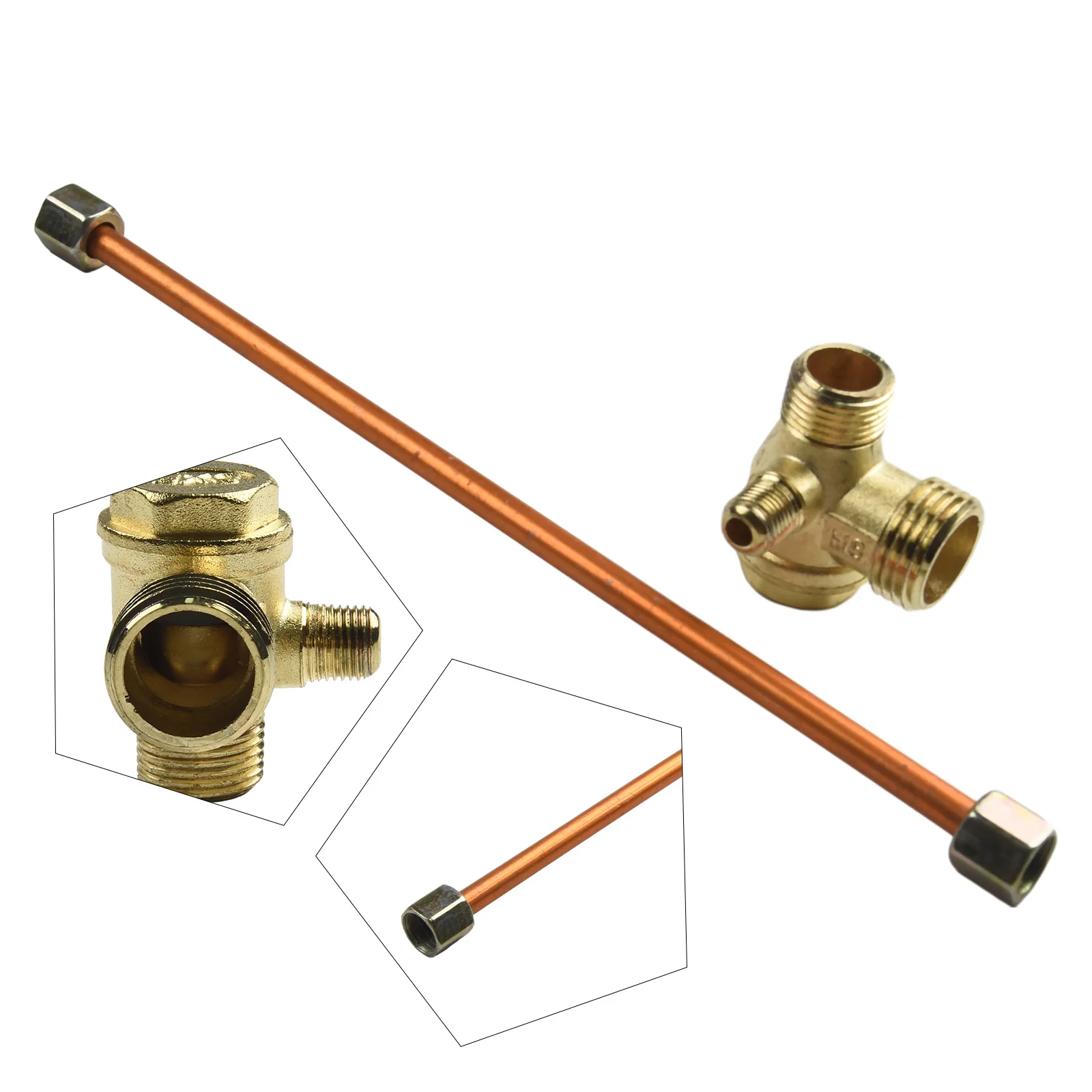 Connectors Air Compressor Parts Check Valve Check Valve Exhaust Tube With 3-Port 2-piece Set 200mm Exhaust Tube Replacement Part