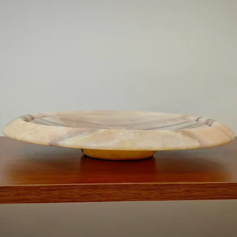 Luxury Agate Marble Tray with Striped Pattern Stone Base for Hotel Home Tabletop Decoration Elegant Natural Rock Serving