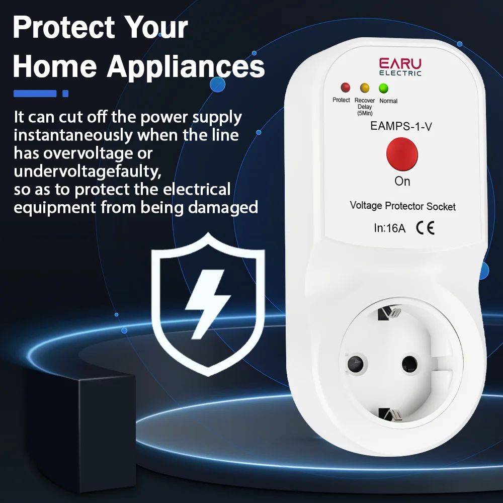 التلقائي الجهد حامي المقبس التبديل 16A التيار المتناوب 230 فولت 50/60 هرتز حماية زيادة الطاقة الاتحاد الأوروبي المقبس نوع فولت آمن للأجهزة المنزلية #4