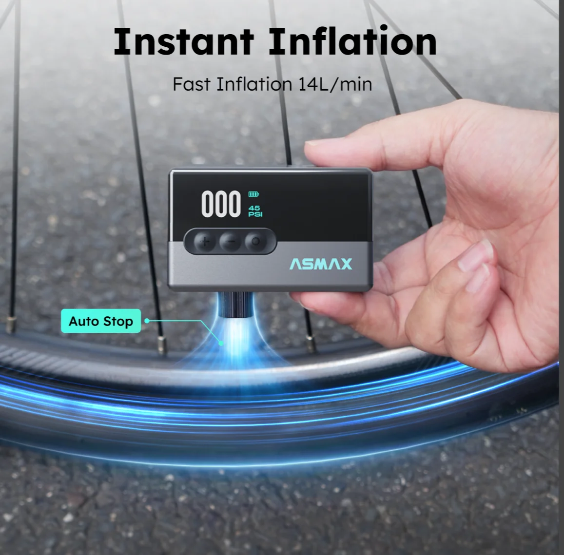 ASMAX T30 120PSI портативный насос 500 мАч электрический насос мини воздушный насос для велосипедного аккумулятора с быстрой зарядкой экрана