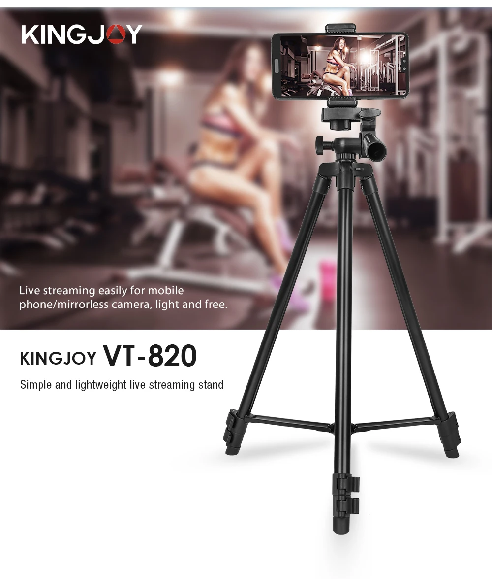 

KINGJOY Aluminum Tripod 0.3KG with Quick Release Plate and 360° Head for Sony/Nikon/Canon DSLR and Smartphones,Camera,Live,Vlog