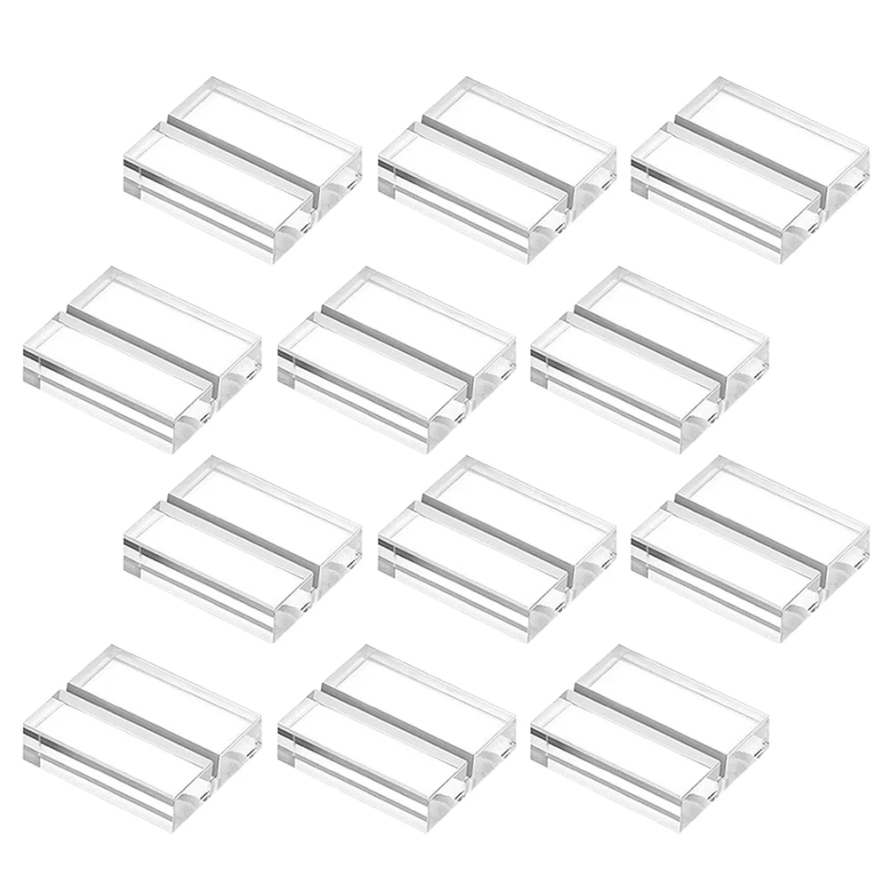 

12pcs Acrylic Business Card Slot Holders Clear Desk Name Table Number Stand Display Bracket For Cards Photos Memo