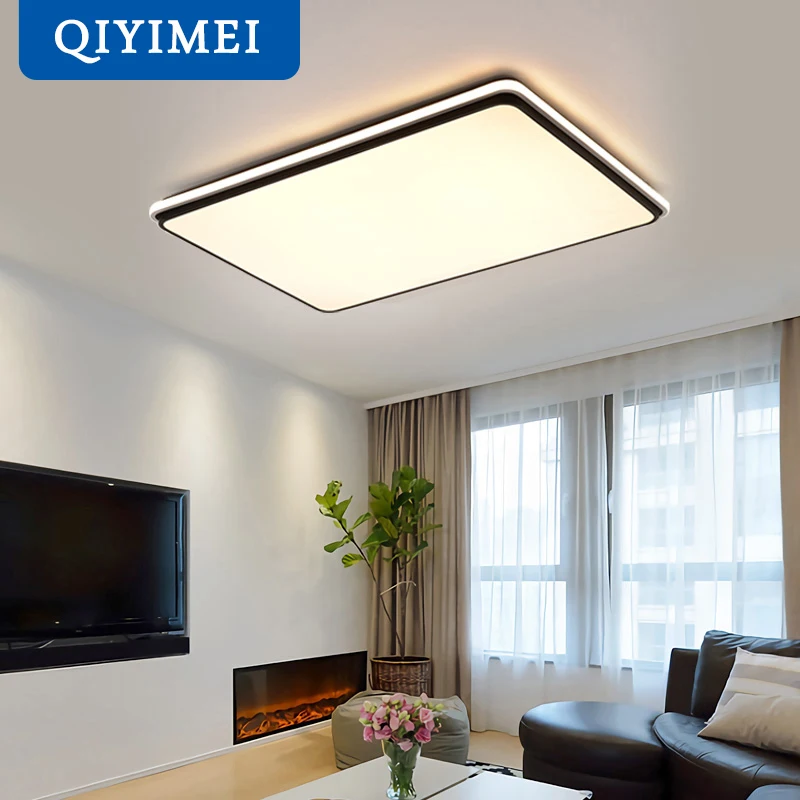 

New Modern LED Ceiling Lamps For Living Room Remote Control Dimming For Dining Room Bedroom white and black lighting Lights