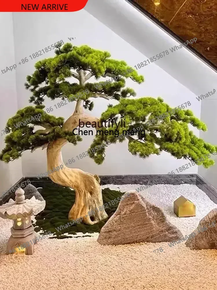 z183    Simulation Pine Shape Fake Trees Solid Wood Root Carving Hotel Window Store and Other Landscape Landscaping Decoration