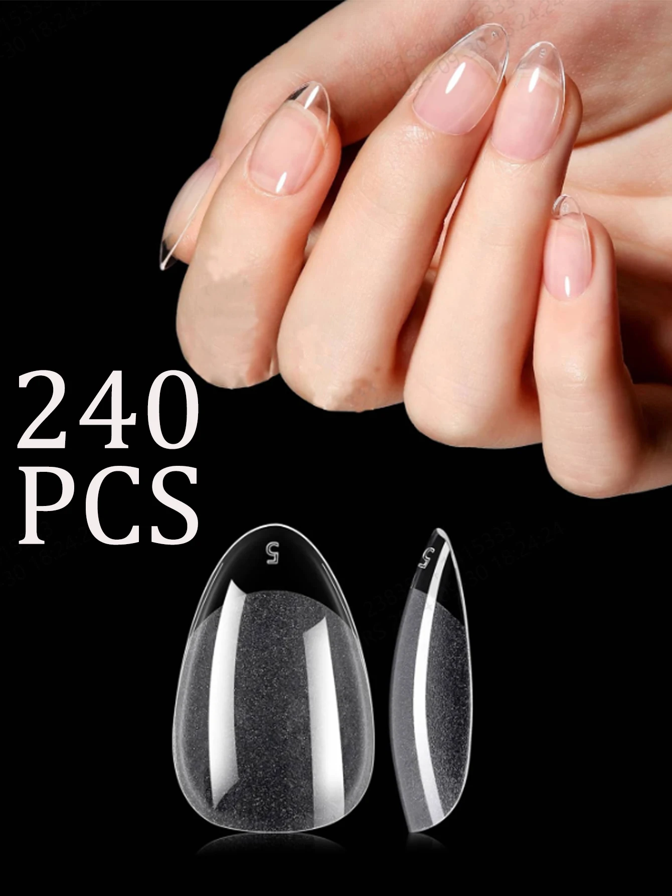 ARTAUG 240 Stück kurze Nägel zum Aufdrücken, quadratisch, weiß, Gel-Lucency-Kunstnägel, vollständige Abdeckung, künstliches Nagelset, zum Aufdrücken der Sommer, günstige Nägel – Detail 3