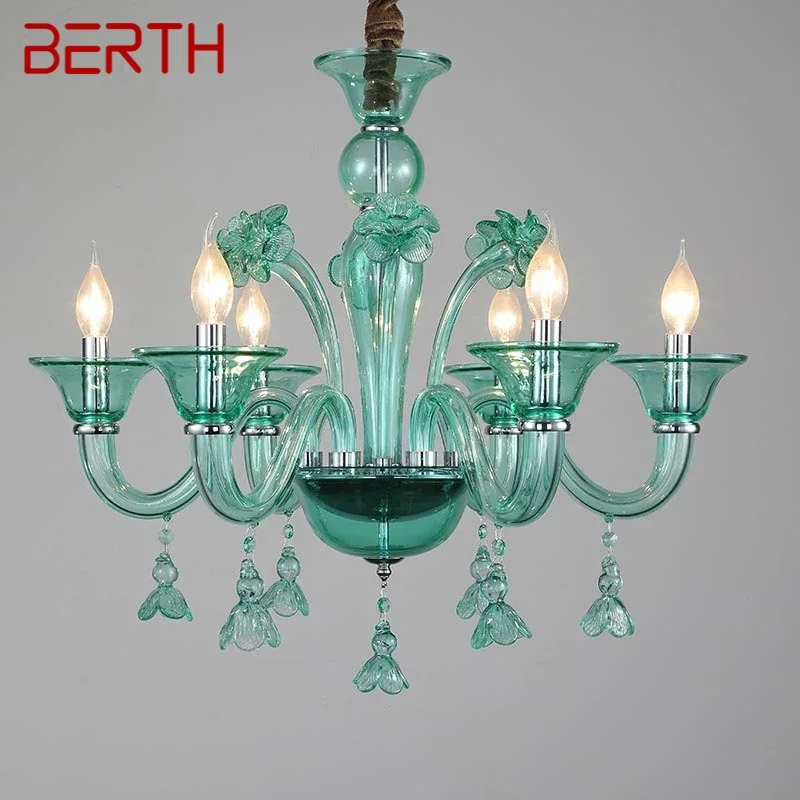 BERTH European Pendent Lamp Green Candle Lamp Luxury Art Living Room Restaurant BedroomVilla Hotel KTV Chandelier