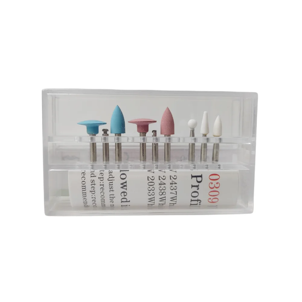 Kit pemoles komposit gigi RA 0309, untuk Handpiece kecepatan rendah, pemoles karet silikon keramik sudut kontra