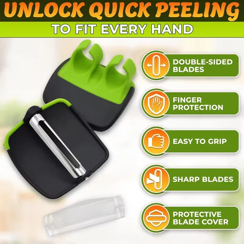 1pcHand Vegetable Peeler Palm Peeler Rubber Finger Grips Comfortable to Peel Pumpkin Carrot Cucumber Potato andMore Random color